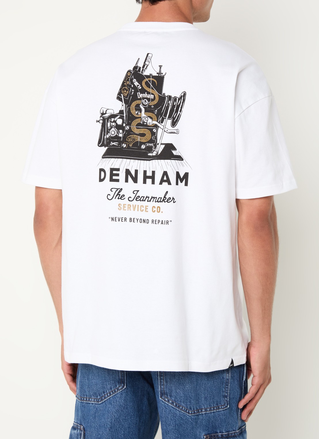 Denham Special Box T-shirt met logo- en backprint - detail 4 wit