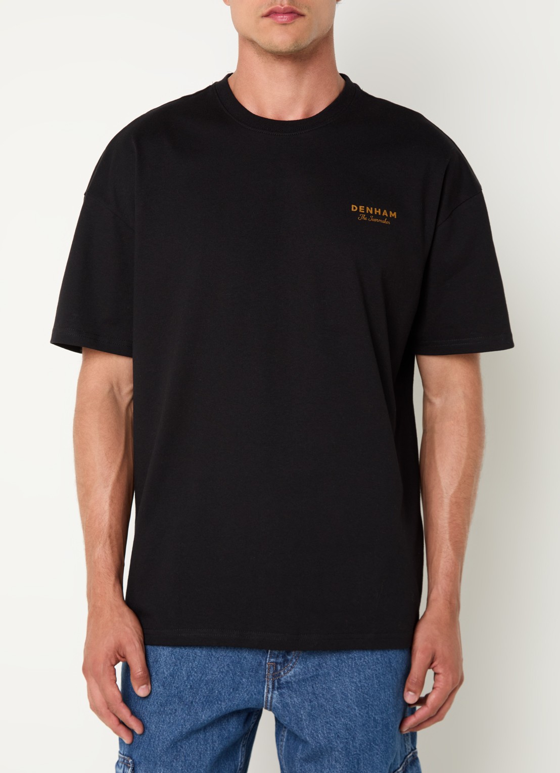 Denham Special Box T-shirt met logo- en backprint - achterkant zwart