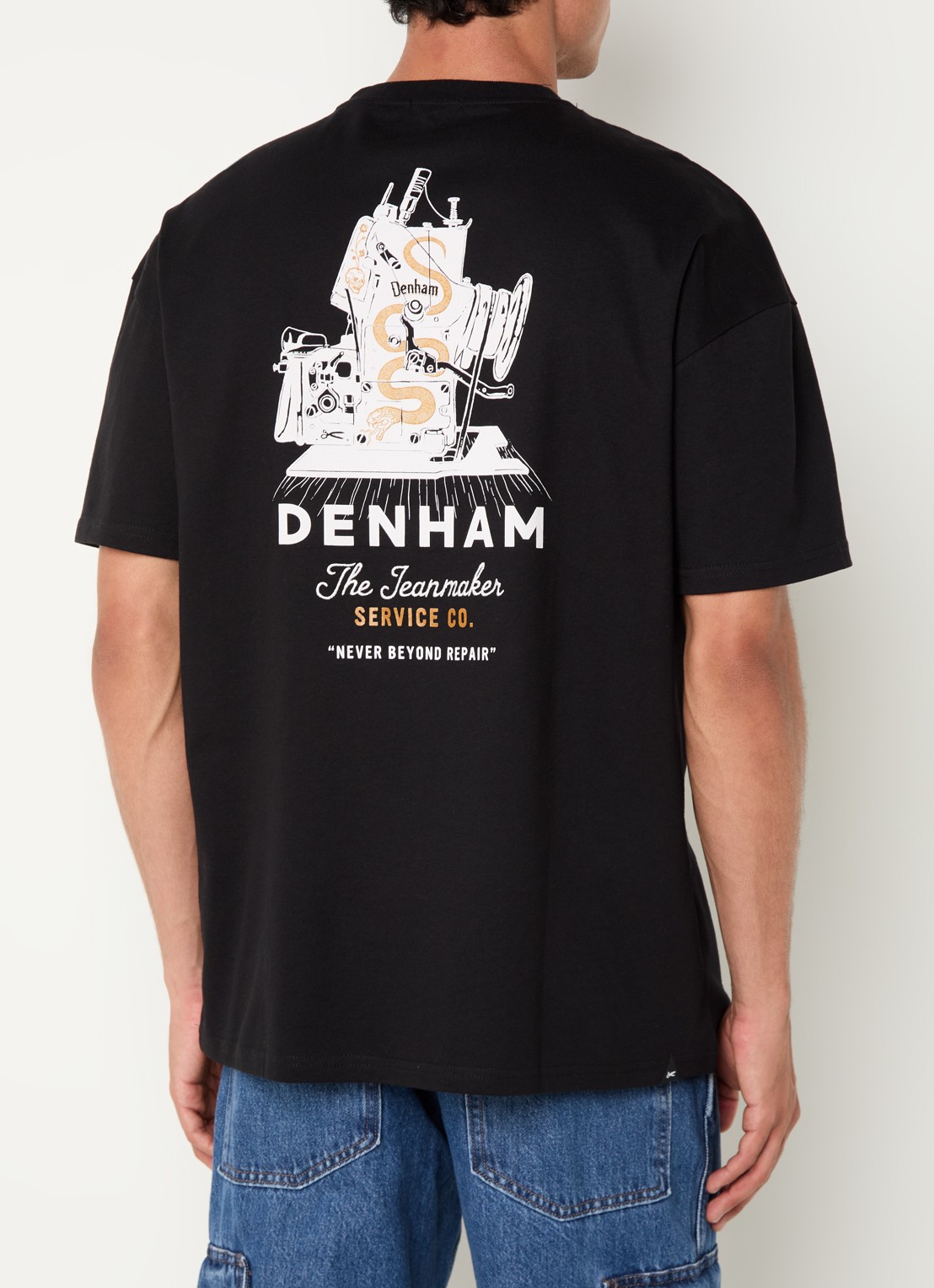 Denham Special Box T-shirt met logo- en backprint - detail 2 zwart