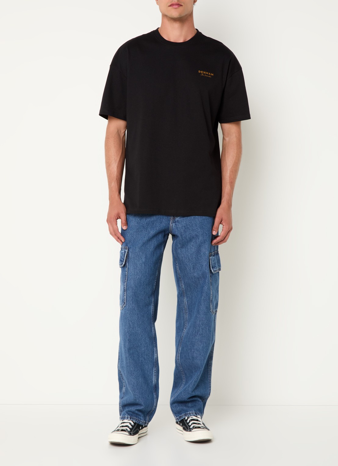 Denham Special Box T-shirt met logo- en backprint - voorkant 4 zwart