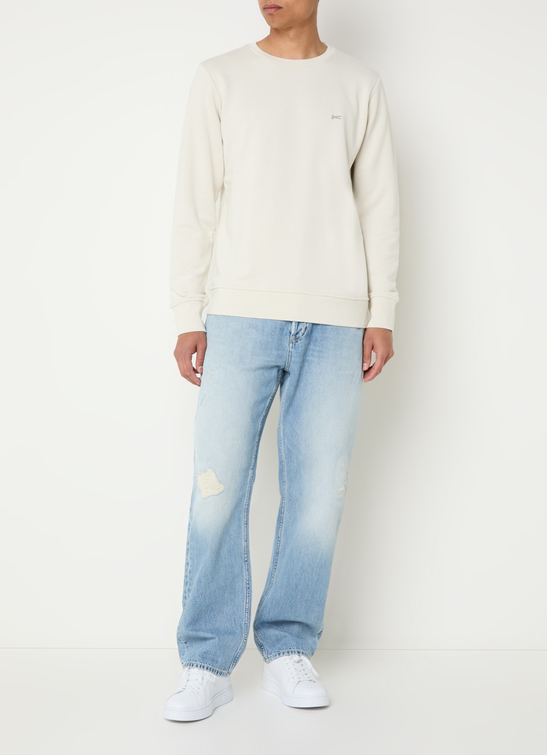 Denham Sweater met logo - voorkant 2 creme