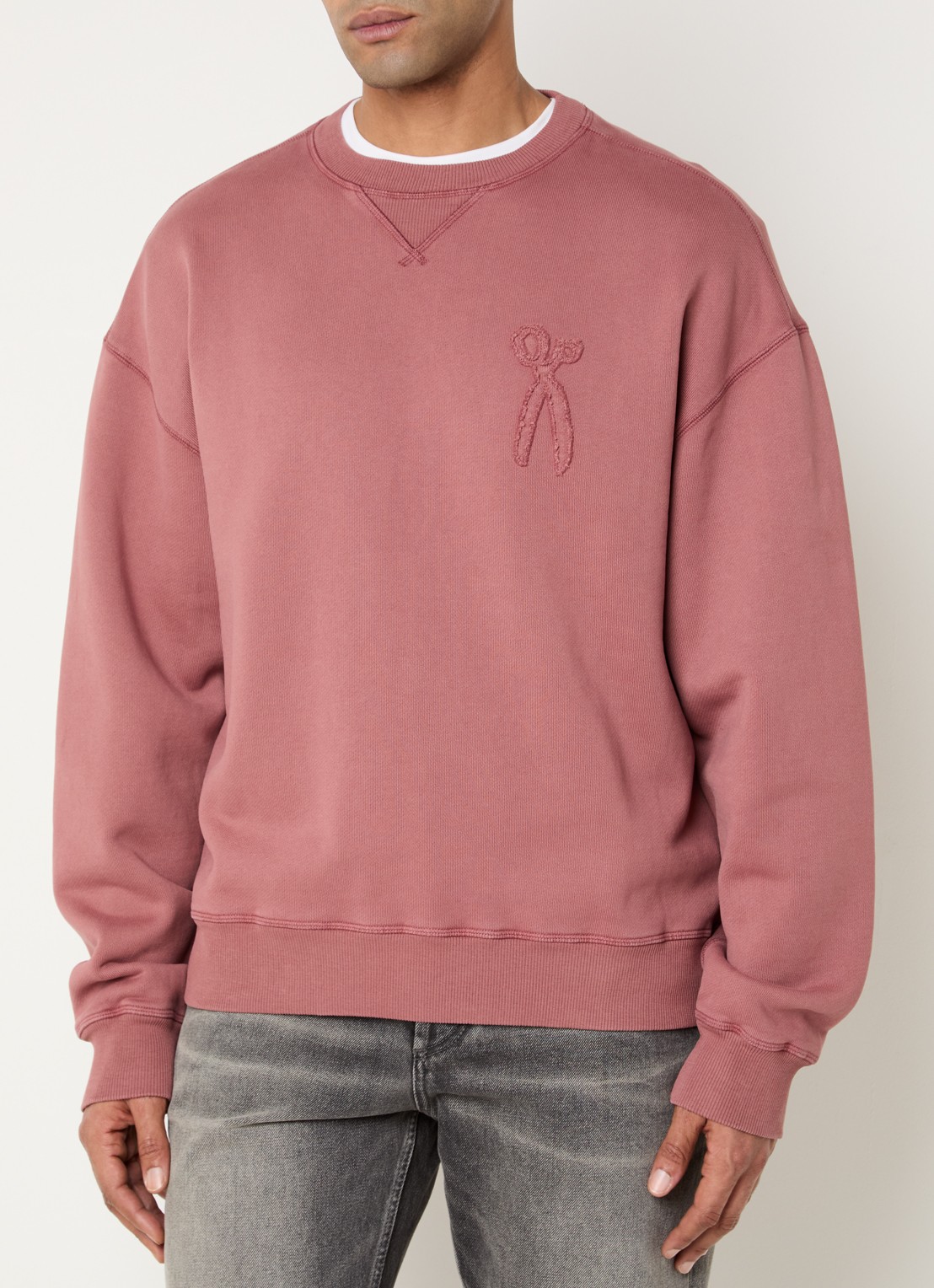 Denham Sweater met logoborduring - detail 4 koraalroze