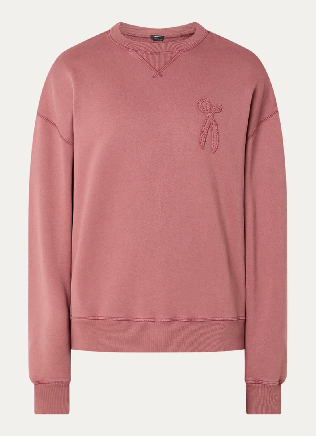 Denham Sweater met logoborduring - voorkant koraalroze