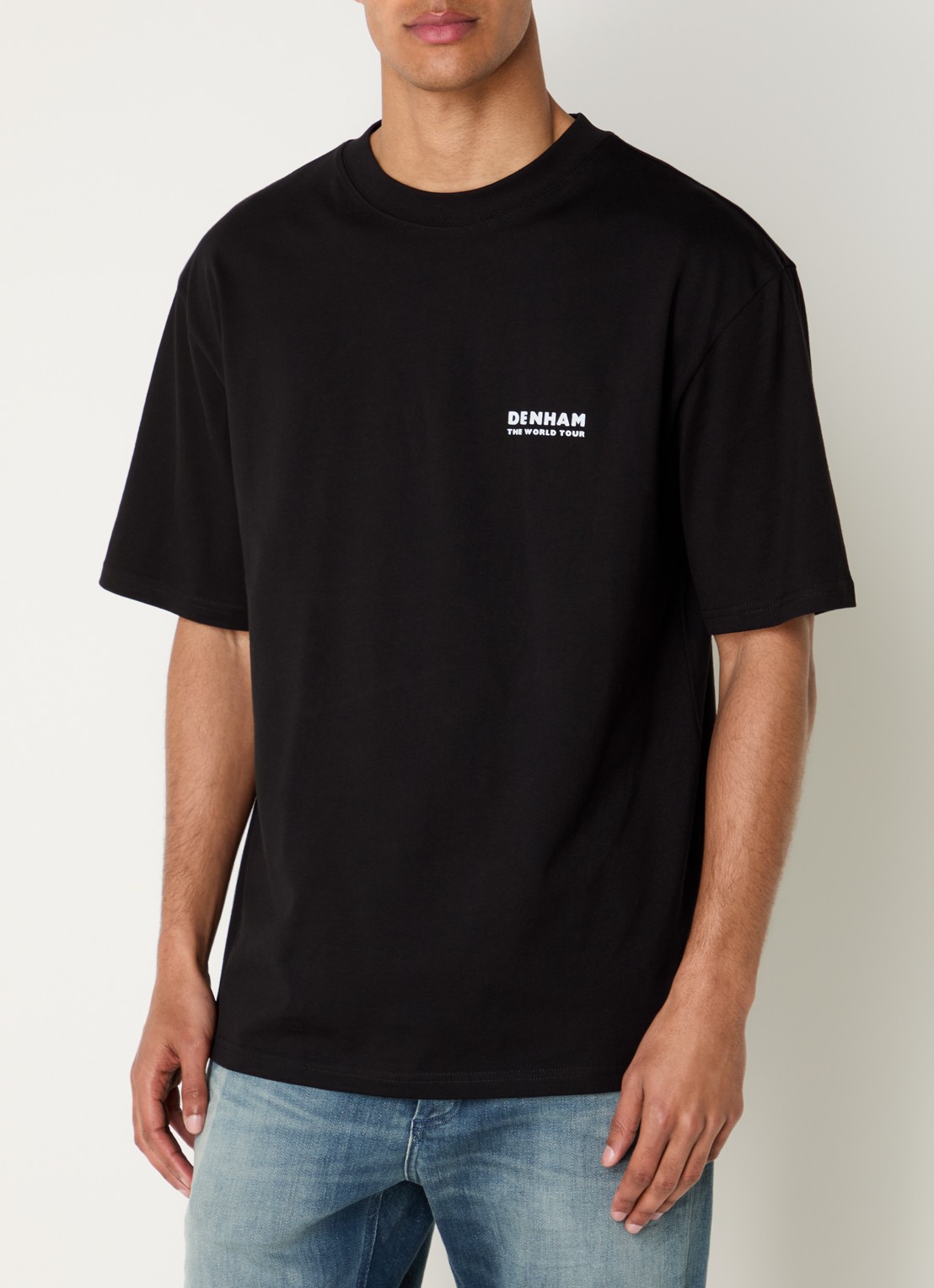 Denham T-shirt met logo- en backprint - achterkant 3 zwart