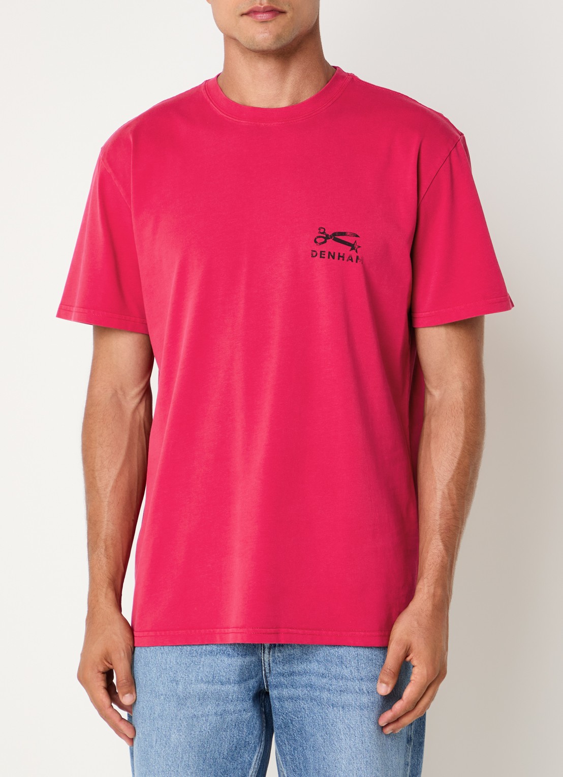 Denham T-shirt met logo- en backprint - achterkant 4 rood