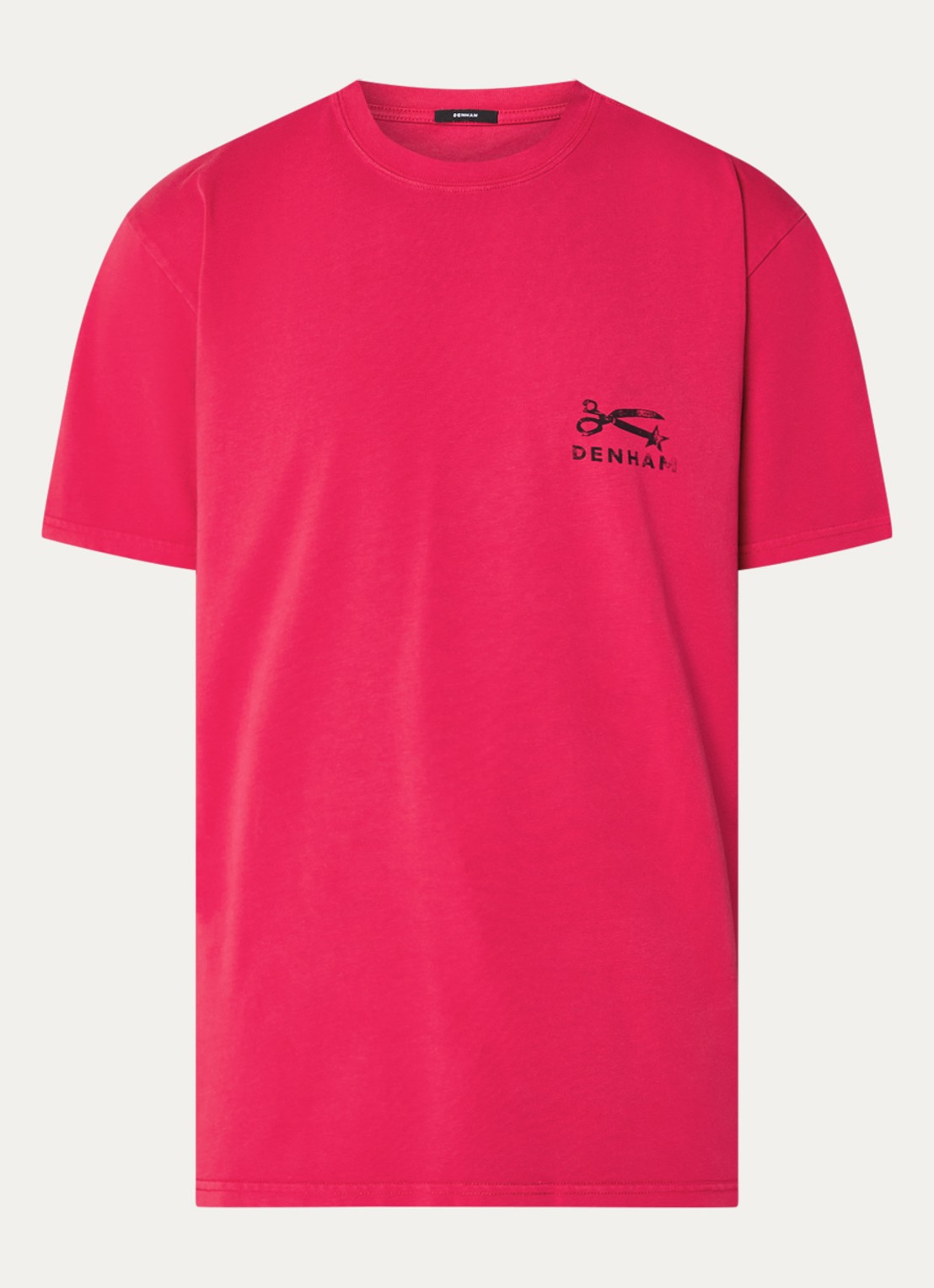 Denham T-shirt met logo- en backprint - voorkant 2 rood