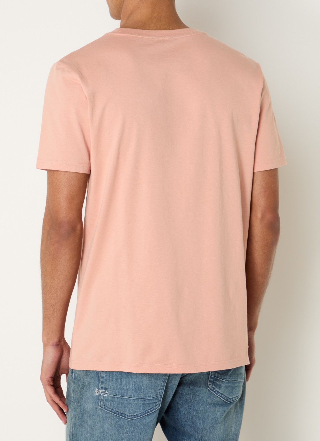 Denham T-shirt met logoborduring - achterkant abrikoos