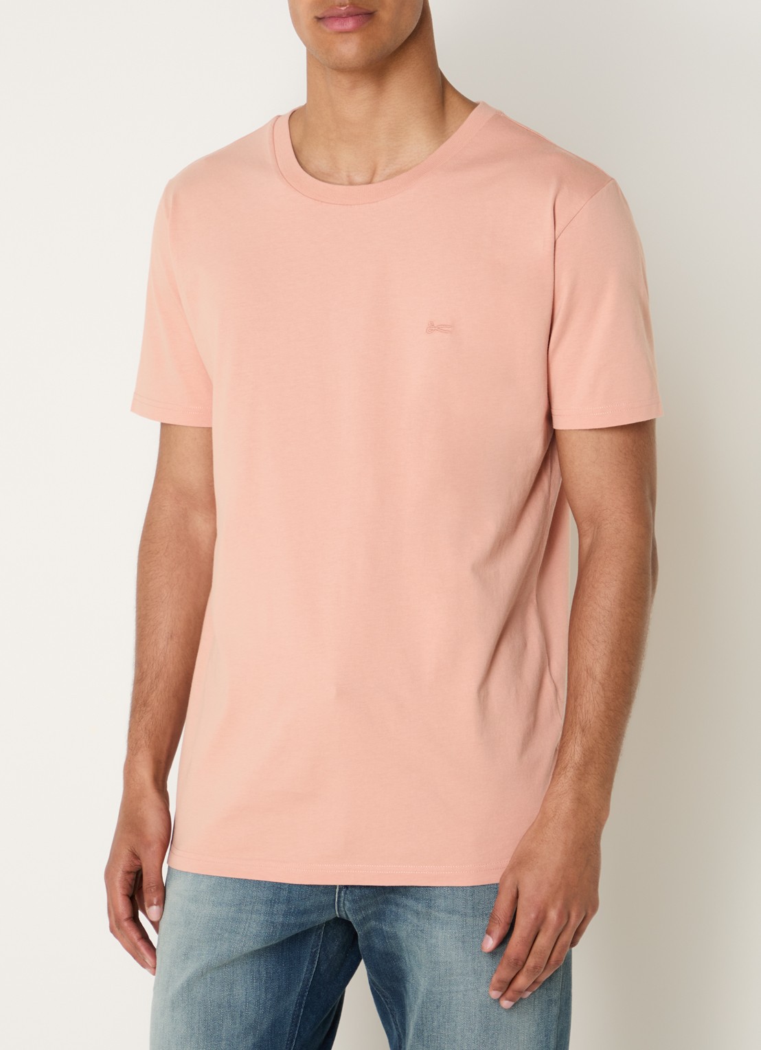 Denham T-shirt met logoborduring - detail 2 abrikoos