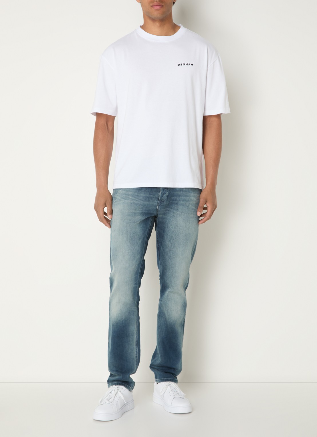 Denham Yatai T-shirt met logo- en backprint - voorkant 2 wit