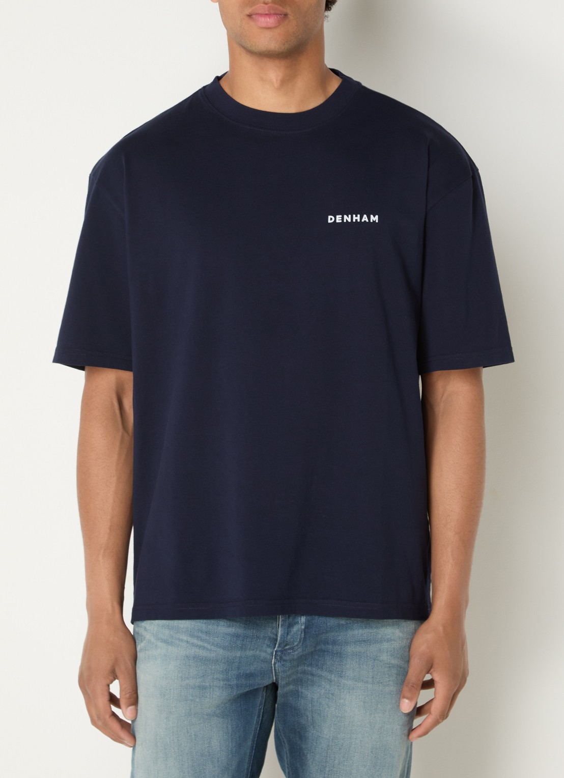 Denham Yatai T-shirt met logo- en backprint - achterkant donkerblauw