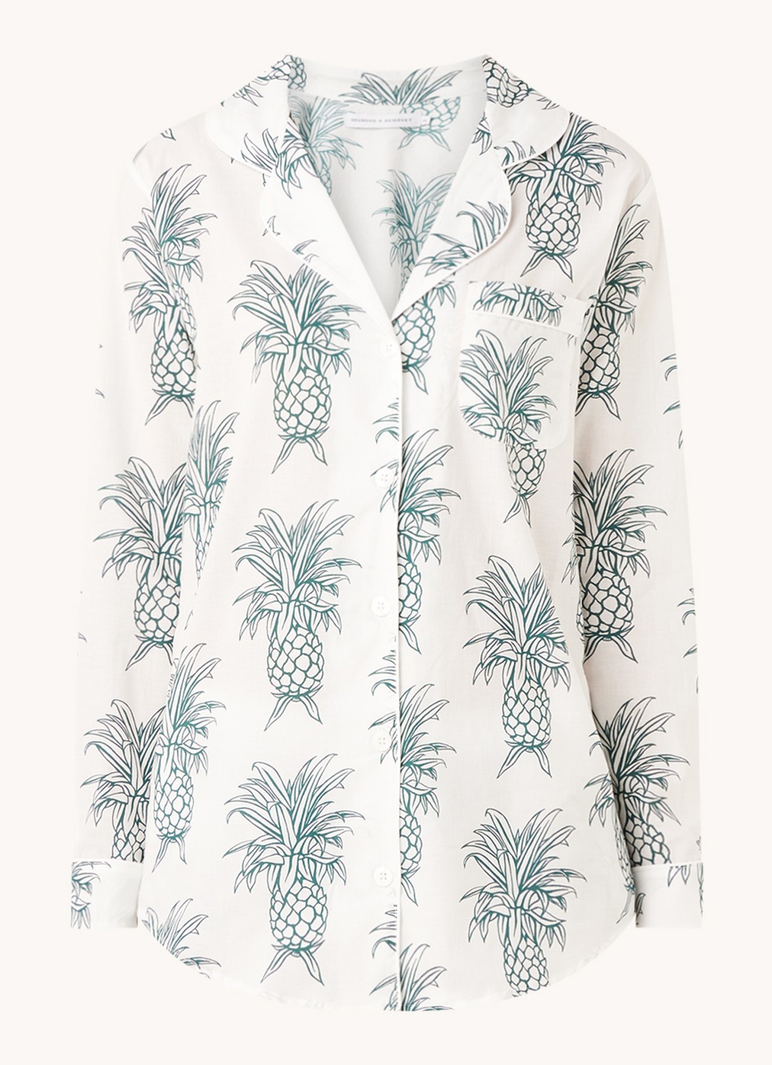 Desmond & Dempsey Howie pyjamaset met print - voorkant 2 wit