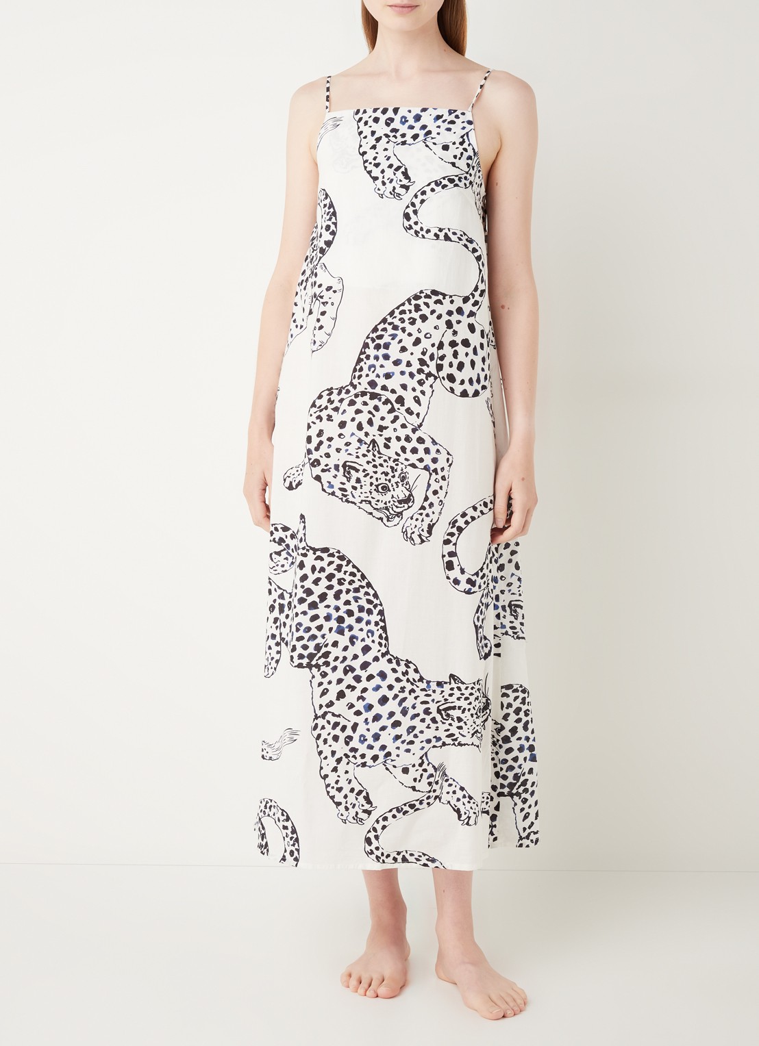 Desmond & Dempsey Square Nighty nachthemd met print - detail 4 wit