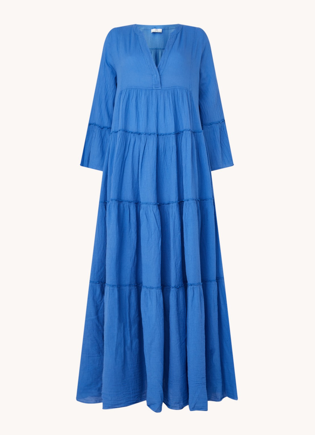 Devotion Ella maxi tuniekjurk van katoen - voorkant blauw