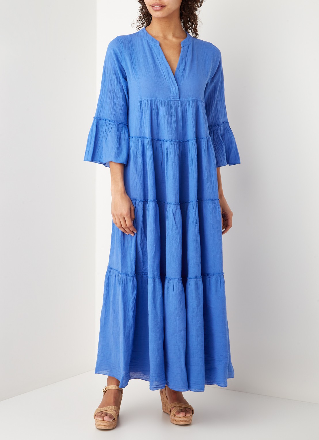Devotion Ella maxi tuniekjurk van katoen - voorkant 2 blauw