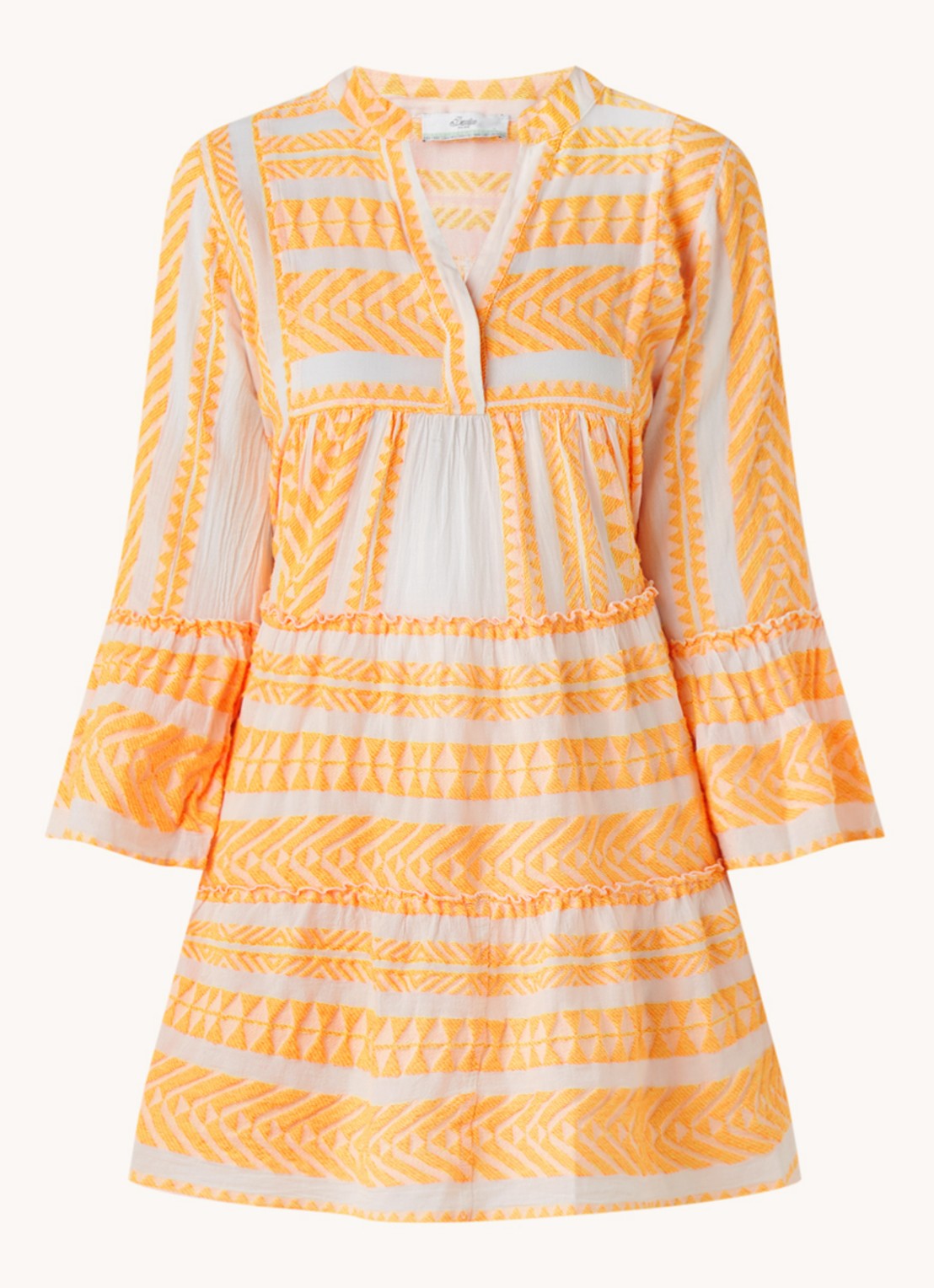 Devotion Ella mini strandjurk met print  - voorkant 3 oranje