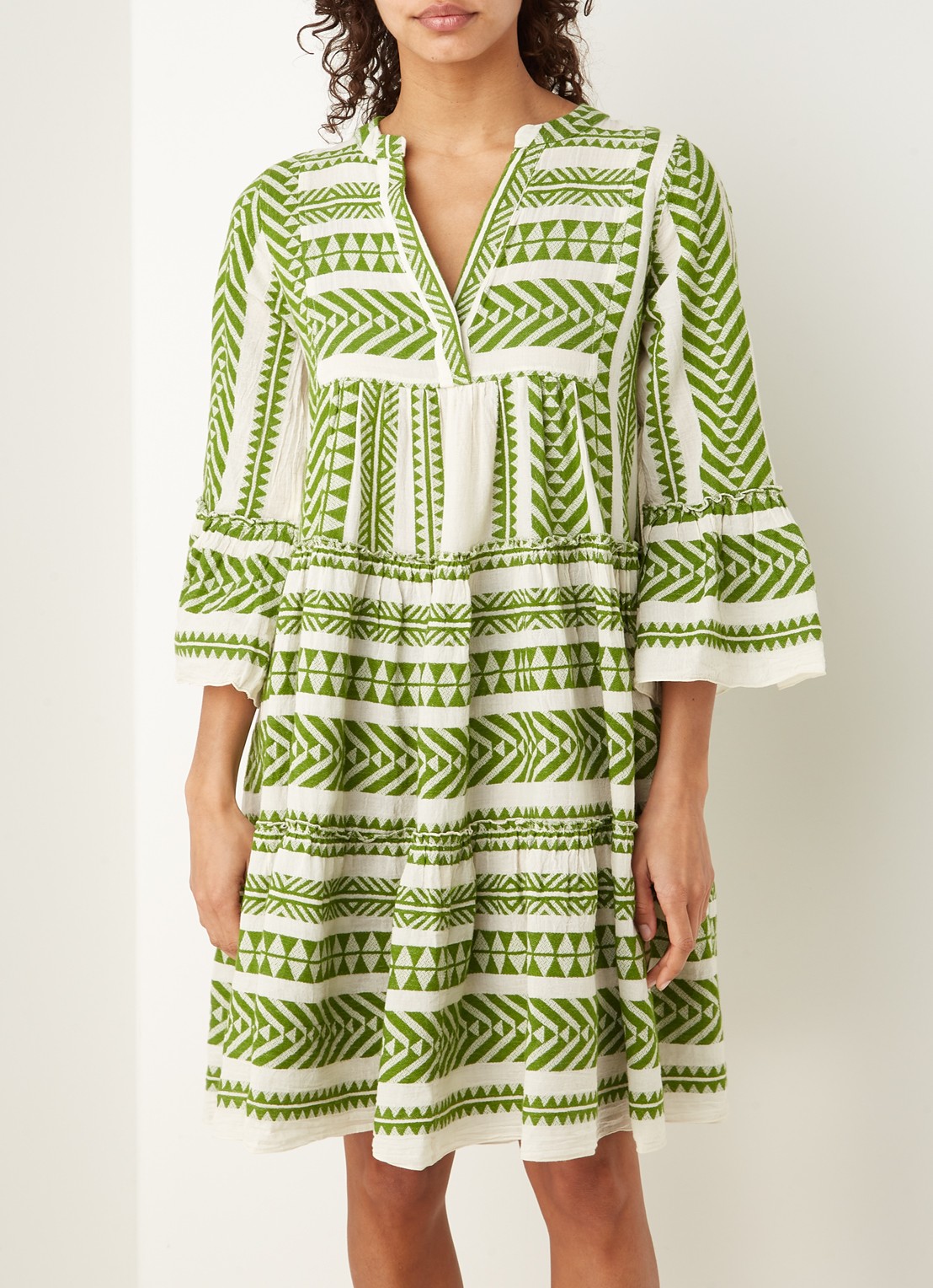 Devotion Ella mini tuniekjurk met print - detail groen