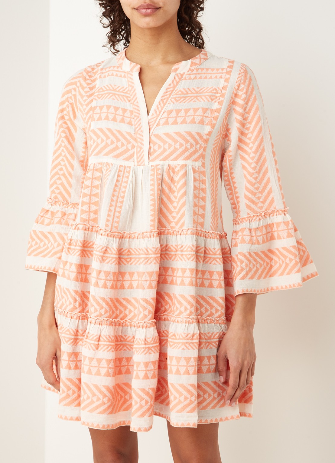 Devotion Ella mini tuniekjurk met print - detail 4 zalmroze