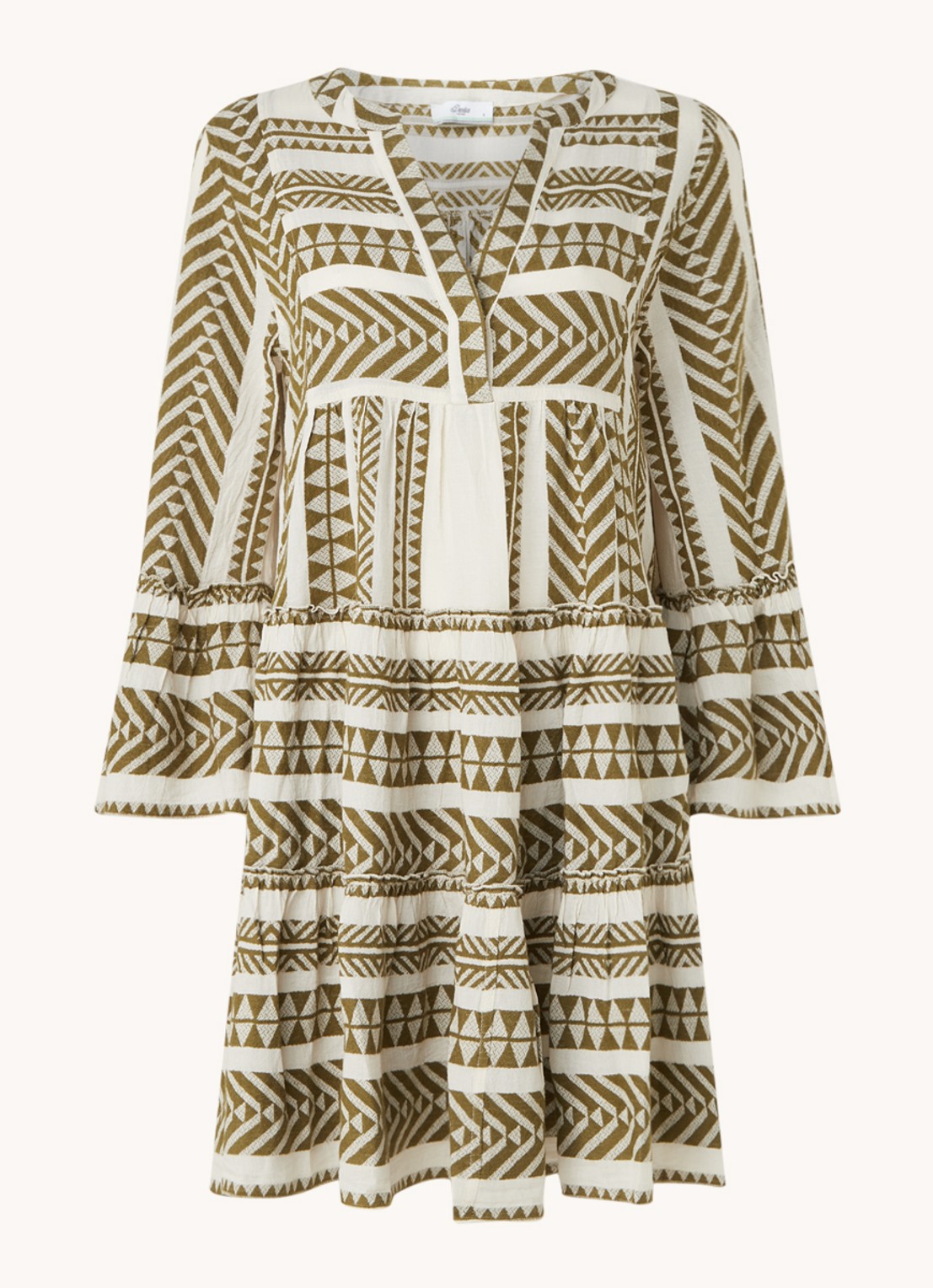 Devotion Ella mini tuniekjurk met print - voorkant khaki