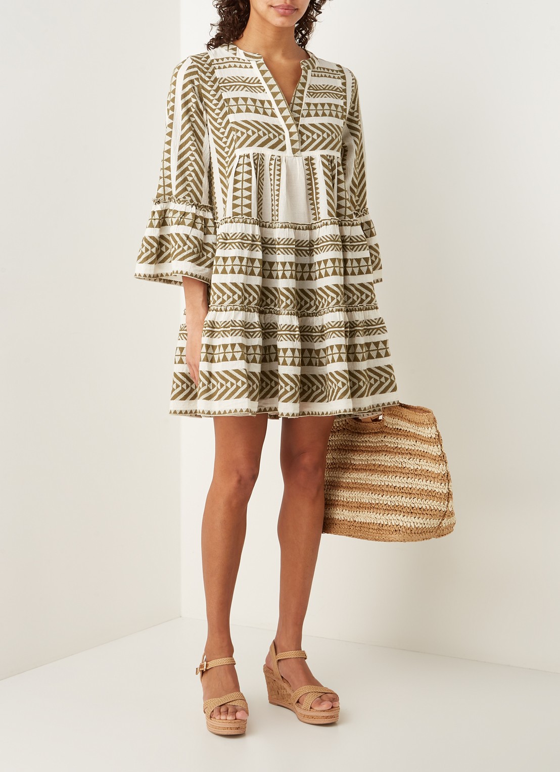 Devotion Ella mini tuniekjurk met print - voorkant 2 khaki