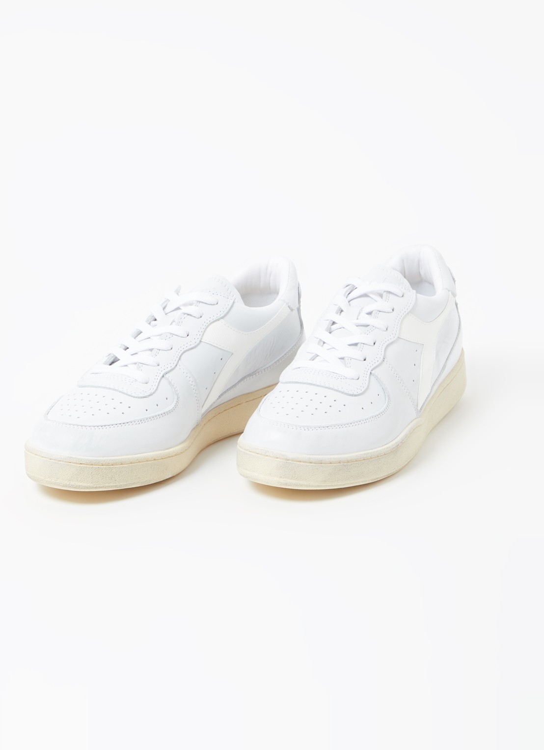 Diadora Mi Basket Used Low sneaker van leer - detail gebroken wit
