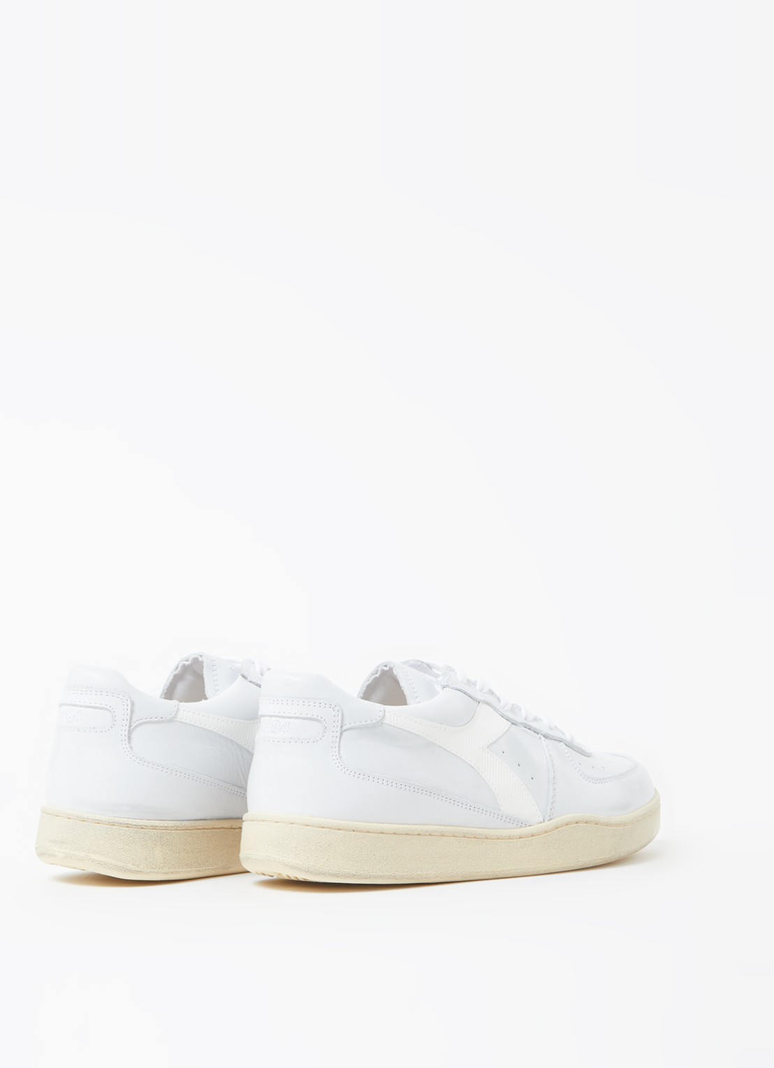 Diadora Mi Basket Used Low sneaker van leer - detail 2 gebroken wit