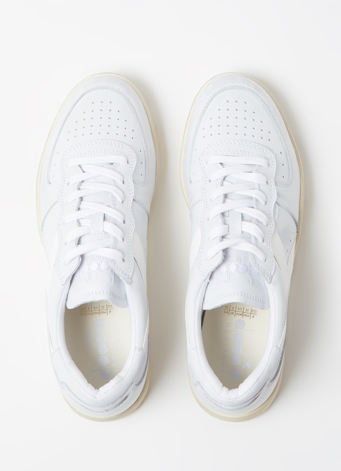 Diadora Mi Basket Used Low sneaker van leer - detail 3 gebroken wit