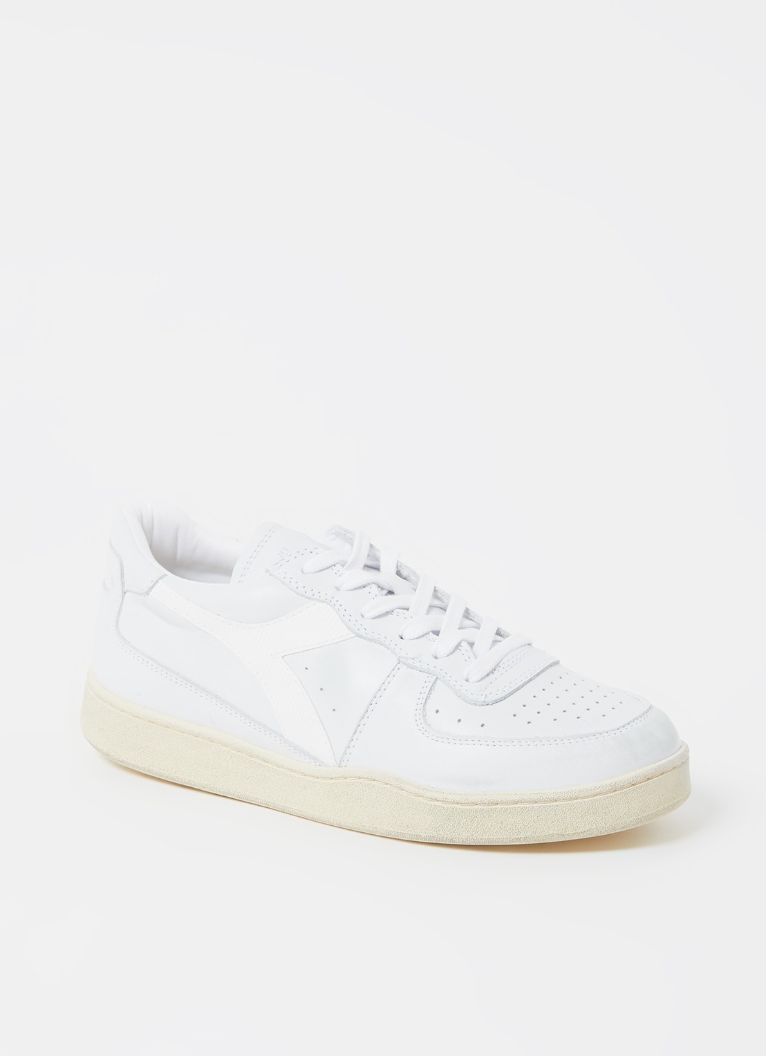 Diadora Mi Basket Used Low sneaker van leer - voorkant 5 gebroken wit
