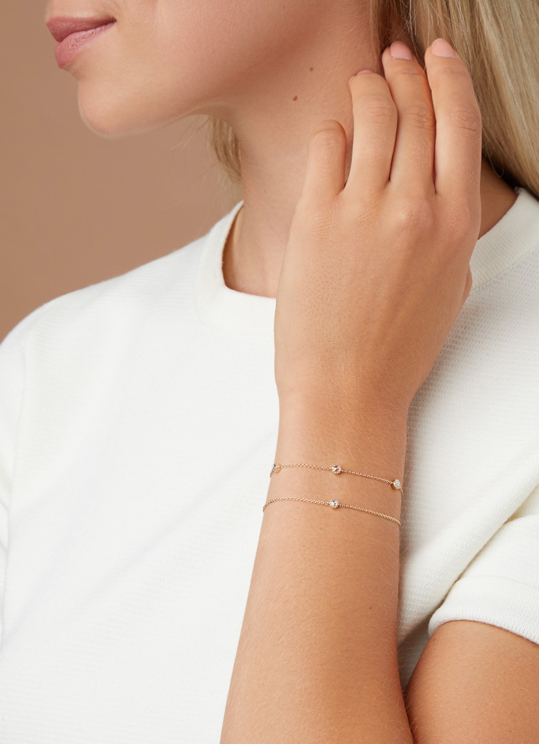 Diamond Point Geelgouden armband, 0.08 ct diamant, Joy - voorkant 2 geelgoud