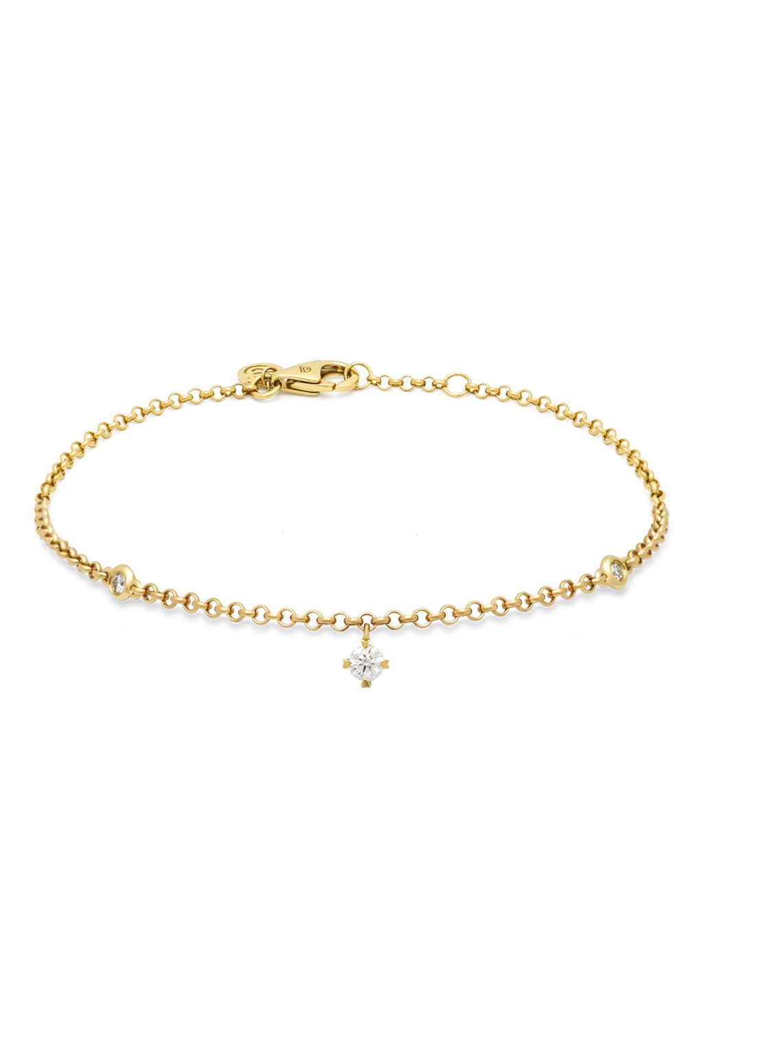 Diamond Point Geelgouden armband, 0.13 ct diamant, Hearts & Arrows - voorkant geelgoud