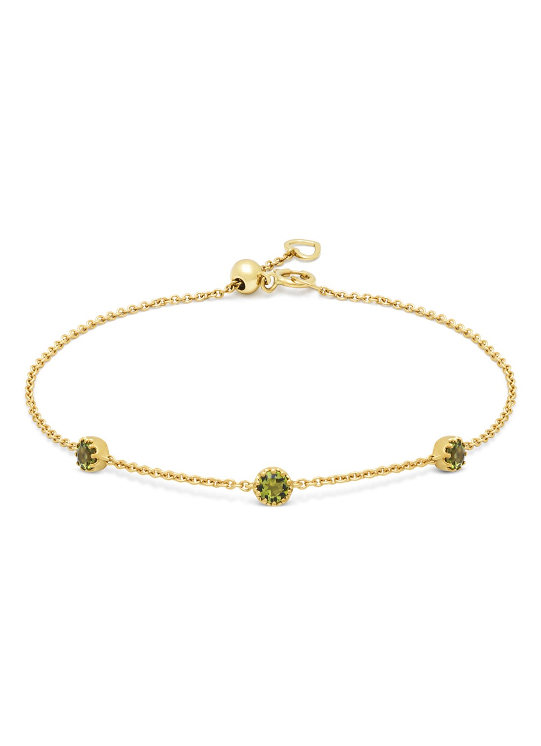 Diamond Point Geelgouden armband, 0.32 ct groene tourmalijn, Joy - voorkant geelgoud