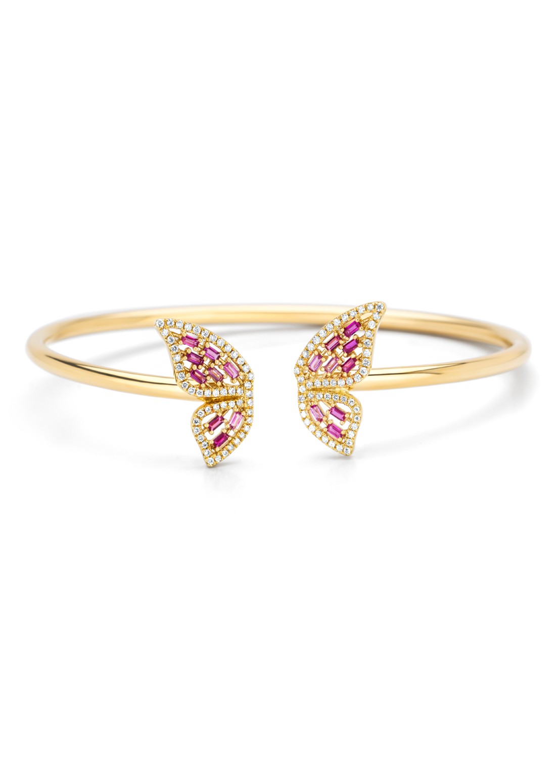 Diamond Point Geelgouden armband, 0.36 ct roze saffier, Butterfly Kisses - voorkant geelgoud