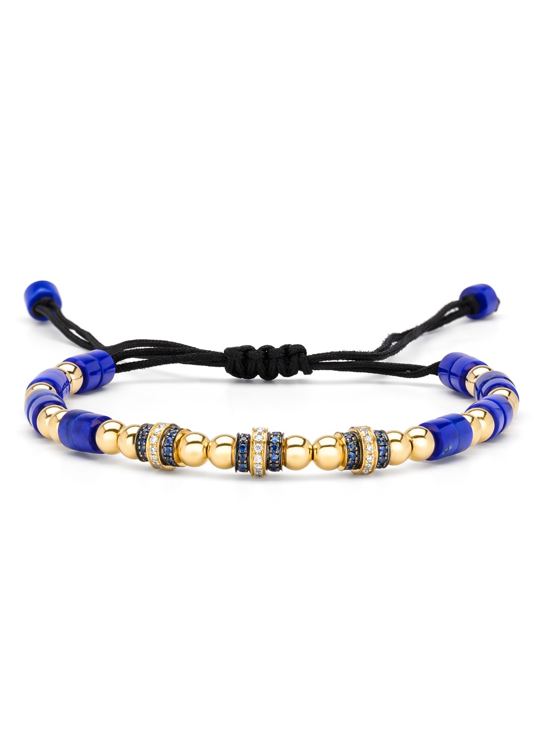 Diamond Point Geelgouden armband, 12.60 ct lapis, Ensemble - voorkant geelgoud