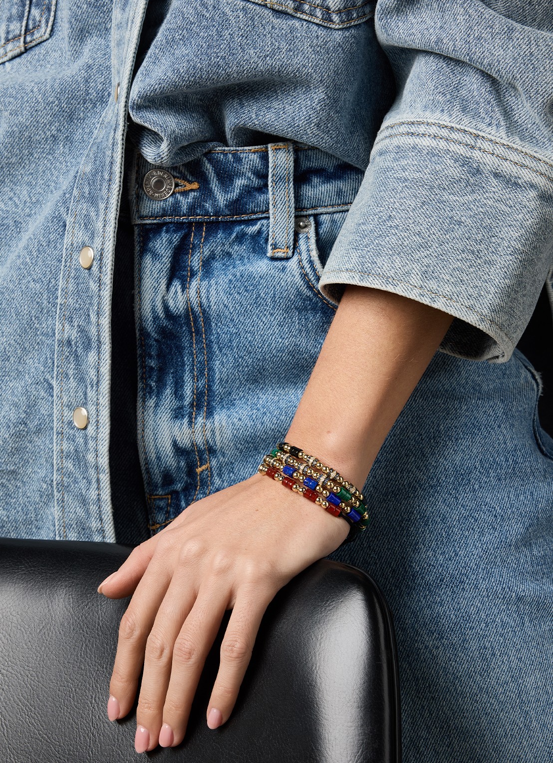 Diamond Point Geelgouden armband, 12.60 ct lapis, Ensemble - voorkant 2 geelgoud