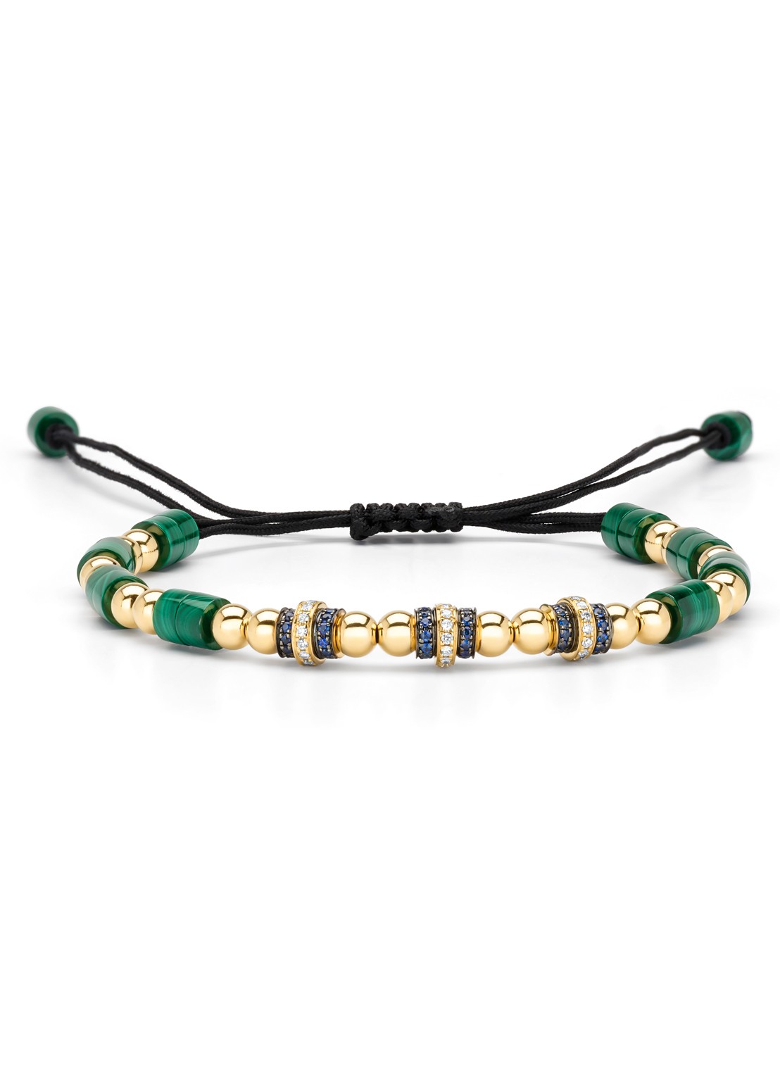 Diamond Point Geelgouden armband, 16.57 ct malachiet, Ensemble - voorkant geelgoud