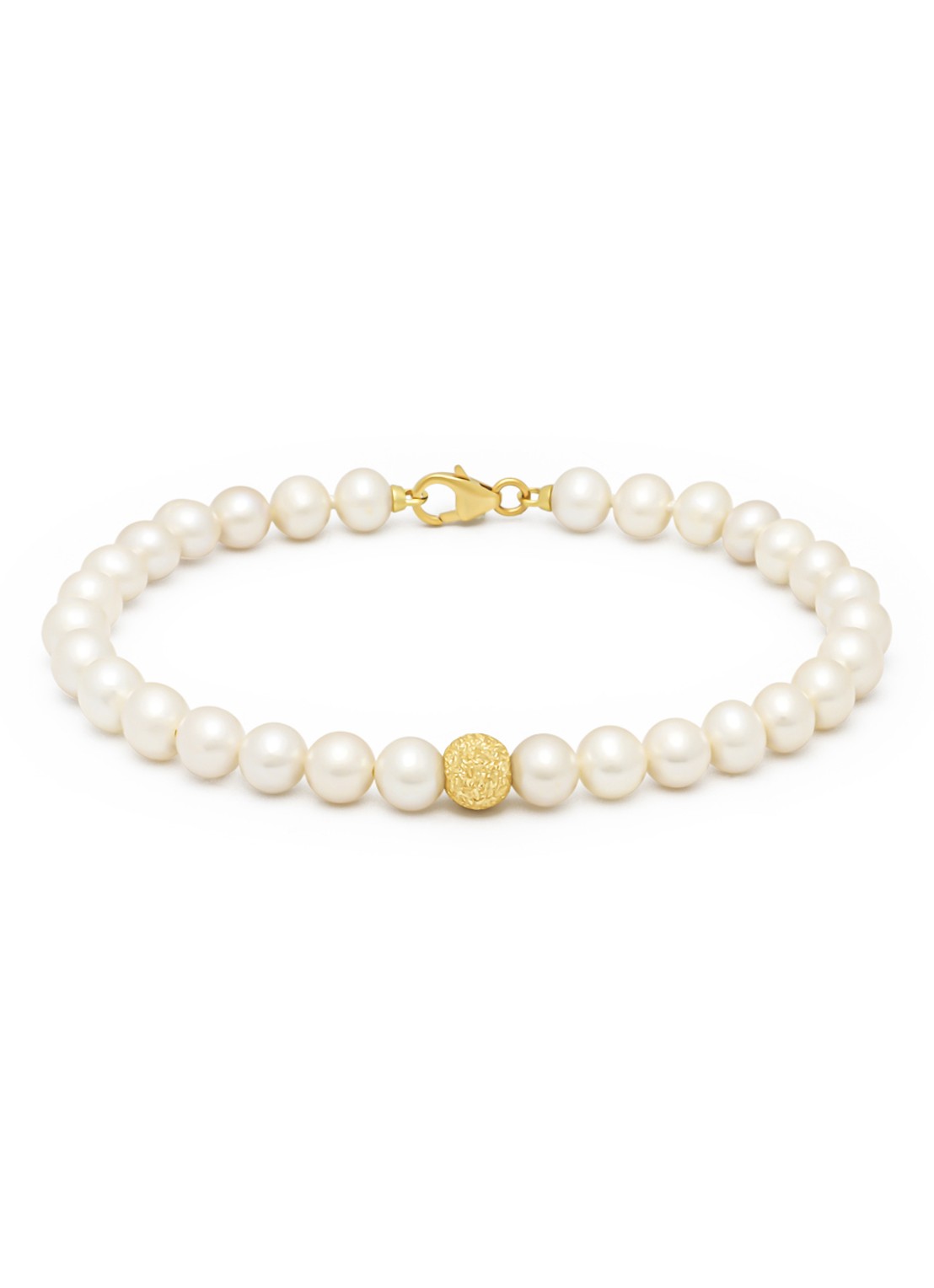 Diamond Point Geelgouden armband Rivièra - voorkant wit