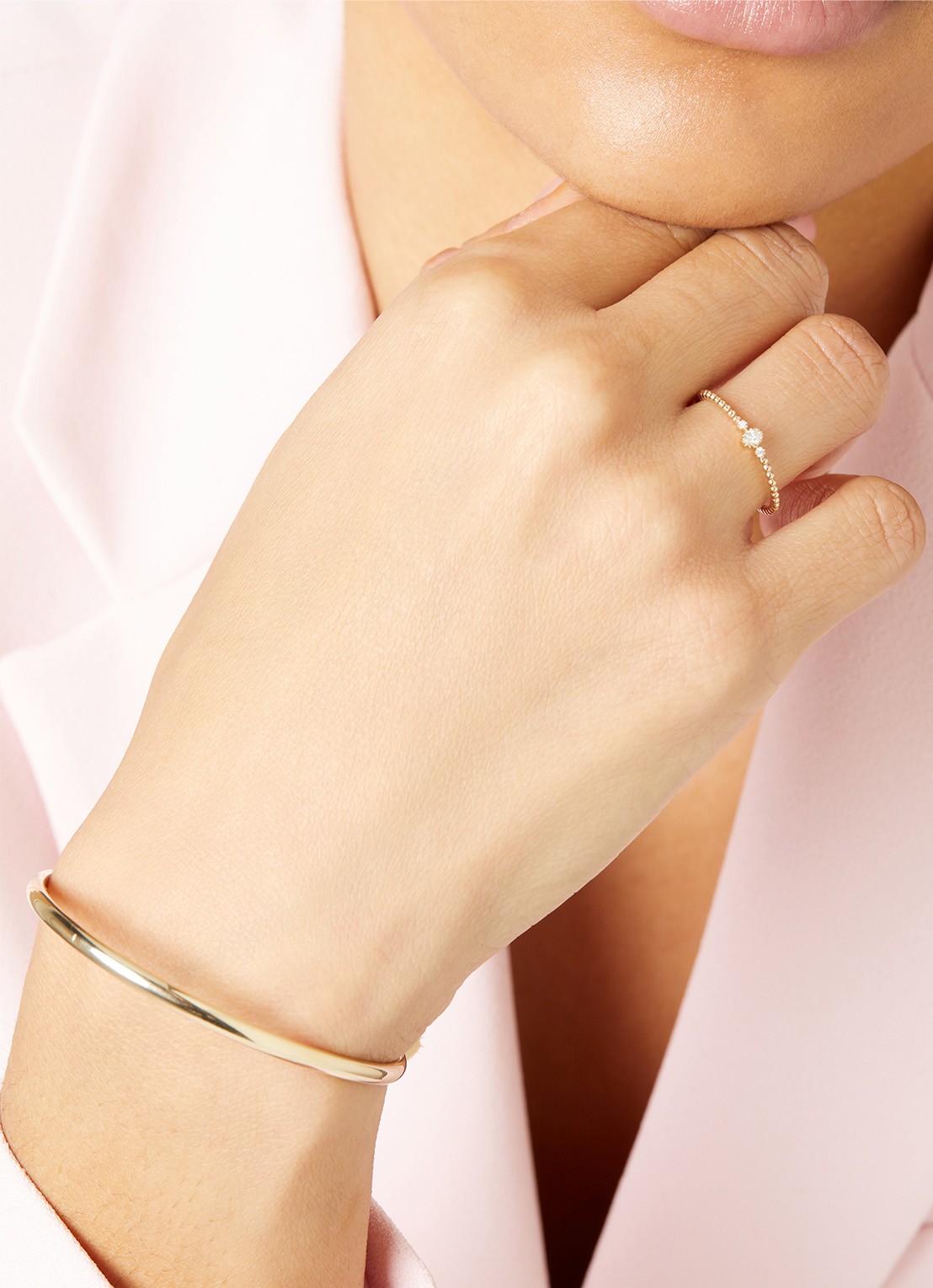 Diamond Point Geelgouden bangle (M) Timeless Treasures - voorkant 2 geelgoud
