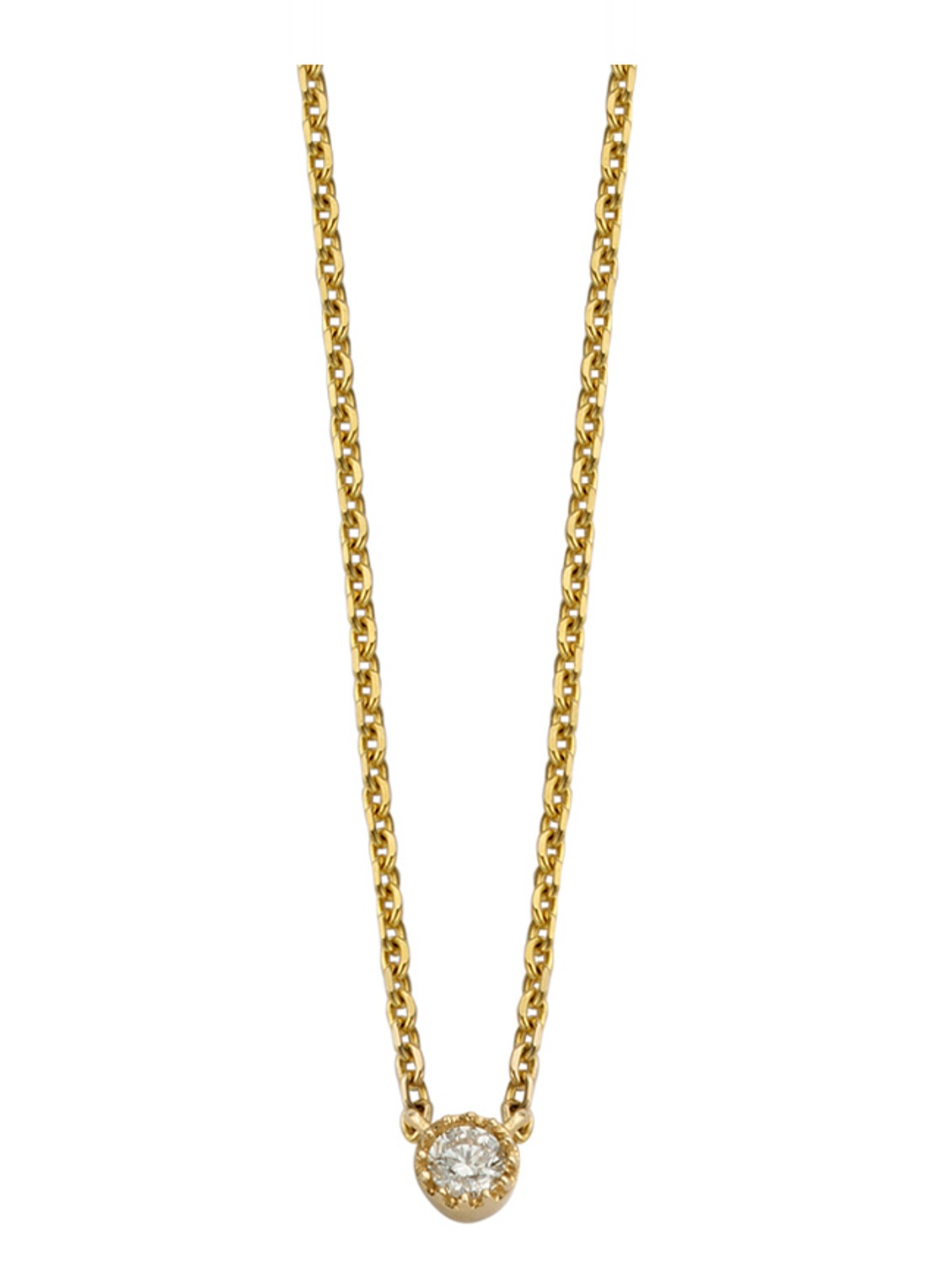 Diamond Point Geelgouden collier 0.05 ct diamant Joy - voorkant goud
