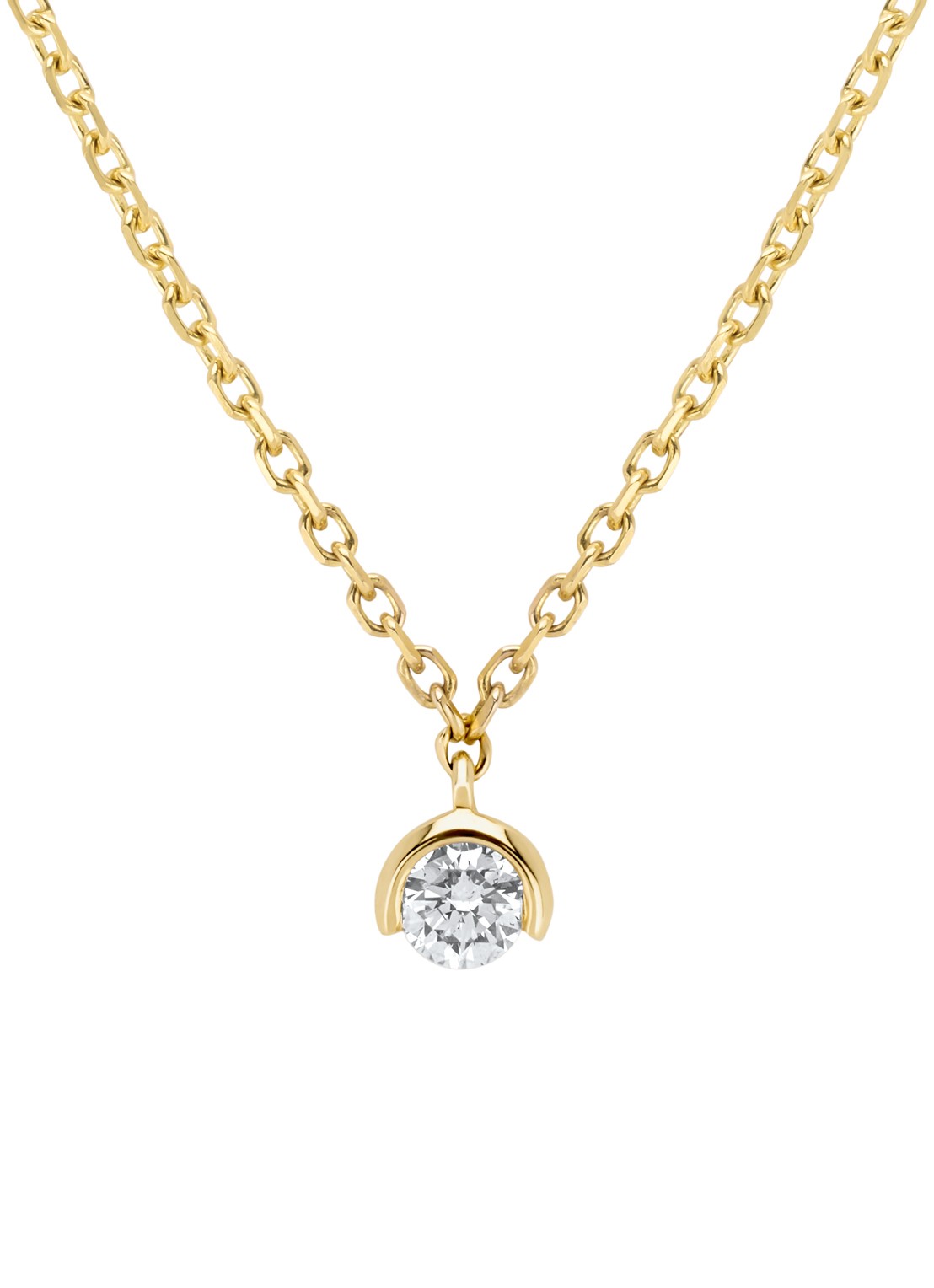 Diamond Point Geelgouden collier, 0.08 ct diamant, Starlight - voorkant geelgoud