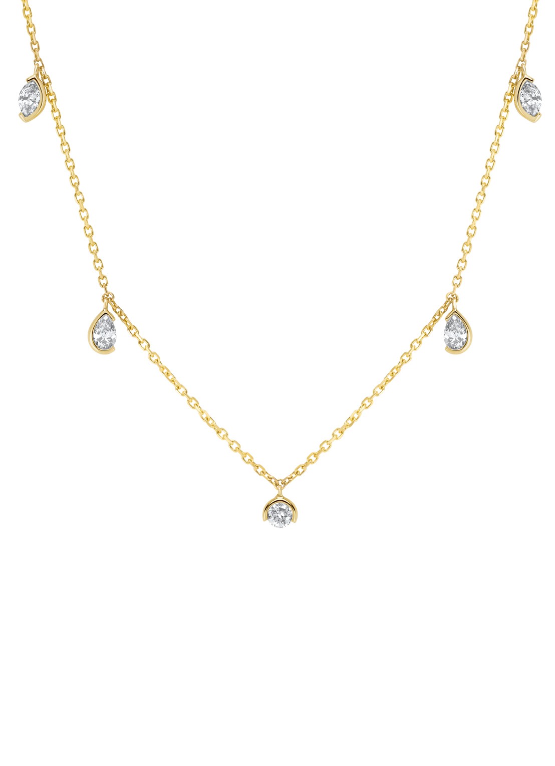 Diamond Point Geelgouden collier, 0.42 ct diamant, Starlight - voorkant geelgoud
