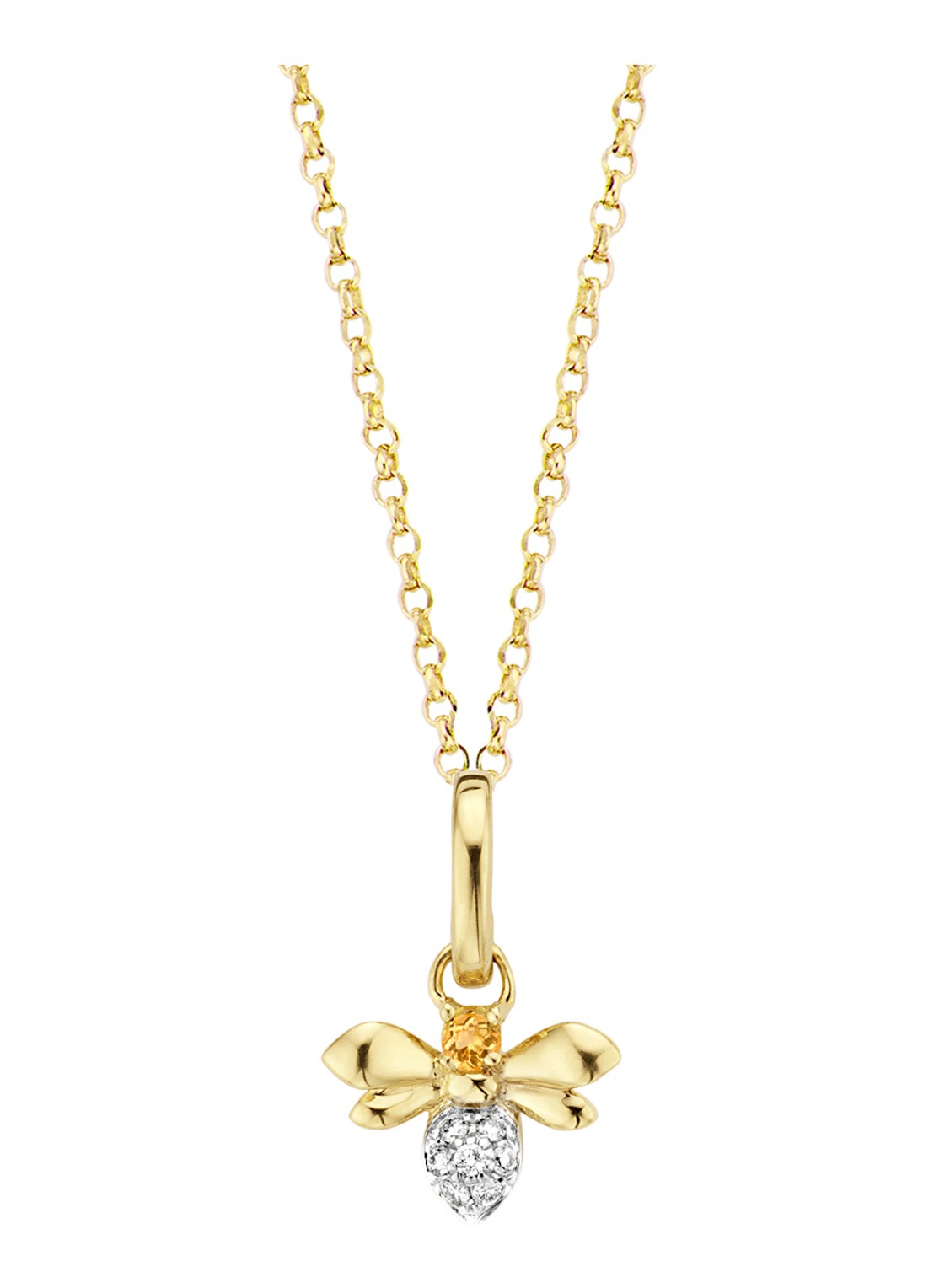 Diamond Point Geelgouden hanger 0.03 ct citrien Queen Bee - voorkant geelgoud