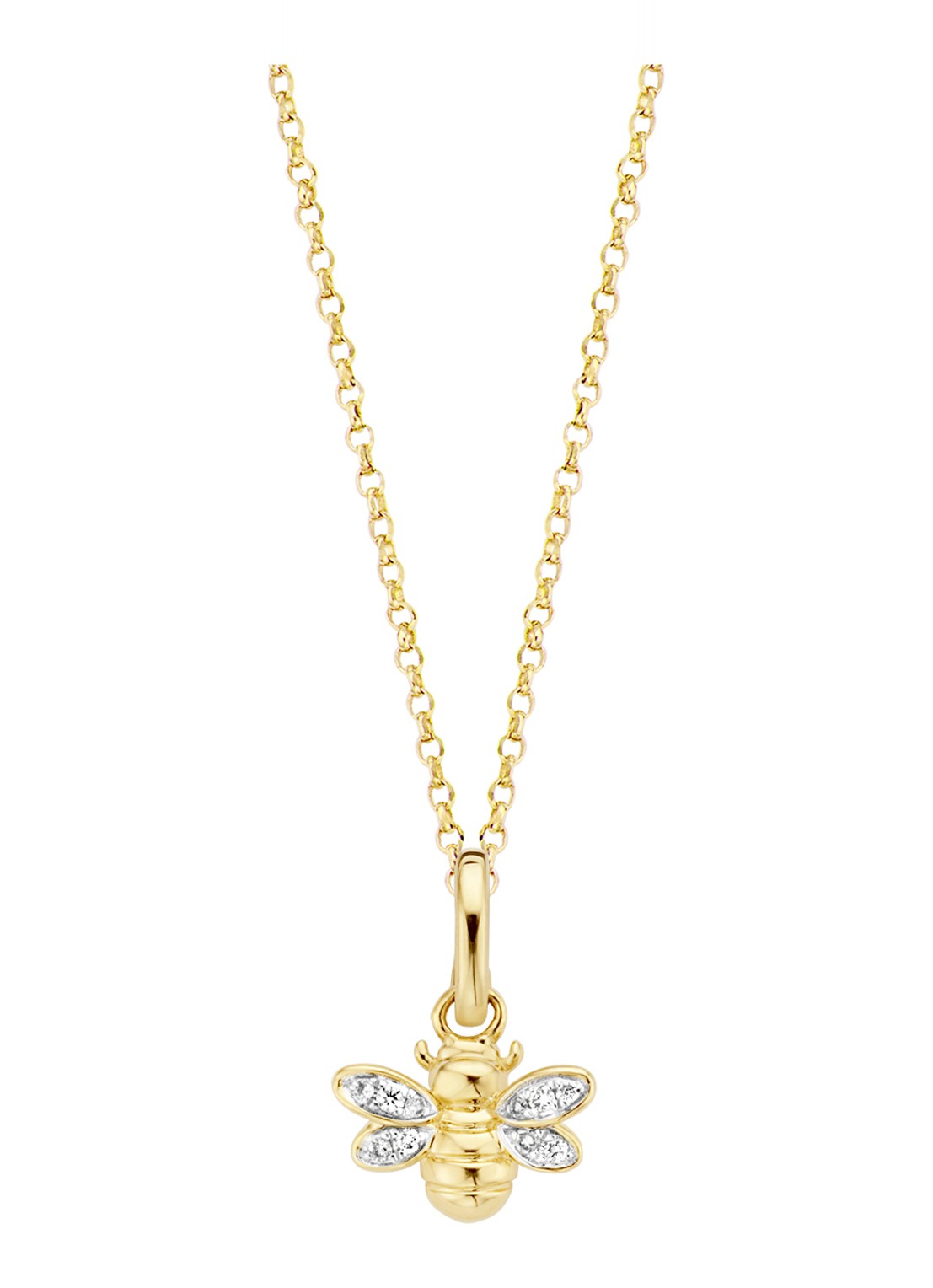 Diamond Point Geelgouden hanger 0.04 ct diamant Queen Bee - voorkant geelgoud