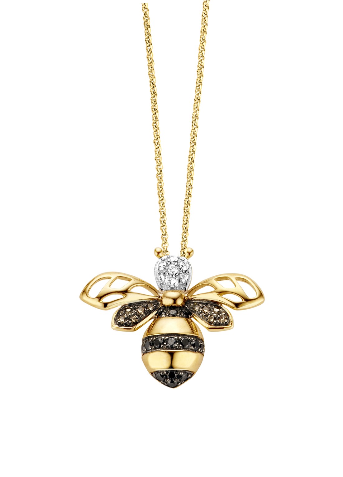 Diamond Point Geelgouden hanger 0.09 ct diamant Queen Bee - voorkant goud