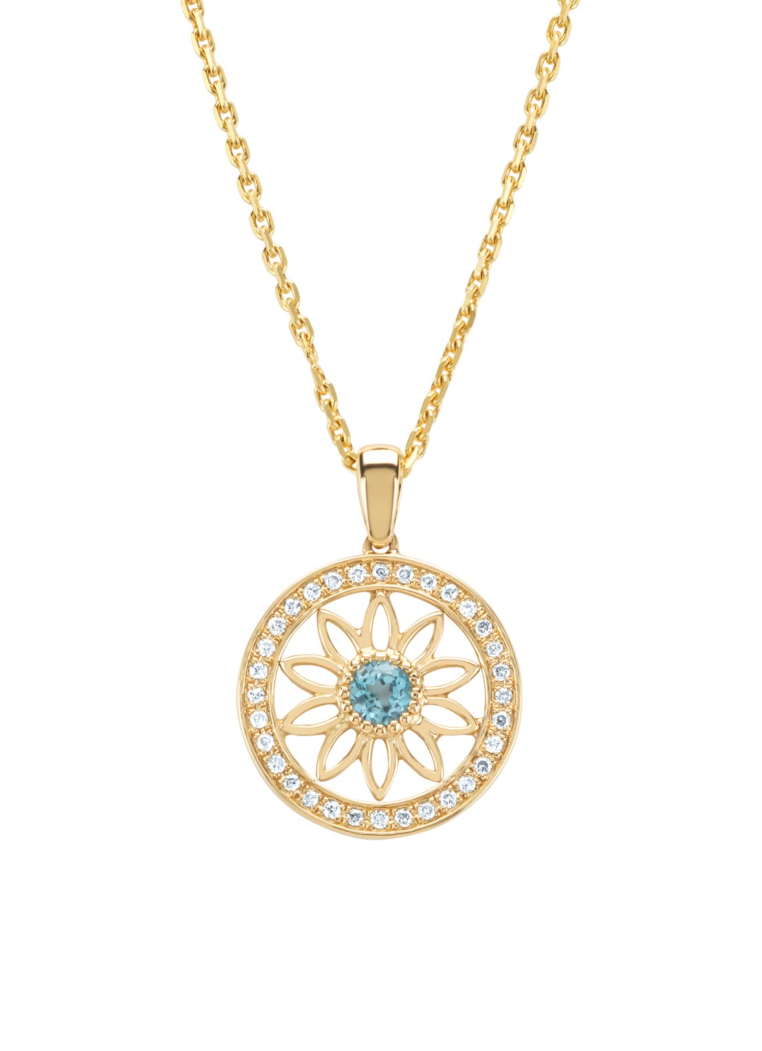 Diamond Point Geelgouden hanger, 0.17 ct topaas, Birthstones - voorkant geelgoud