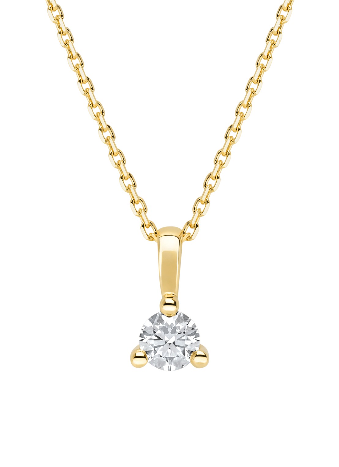 Diamond Point Geelgouden hanger, 0,20 ct diamant, Hearts & Arrows - voorkant geelgoud