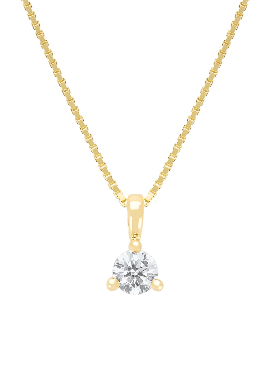 Diamond Point Geelgouden hanger, 0.30 ct diamant, Hearts & Arrows - voorkant 2 geelgoud
