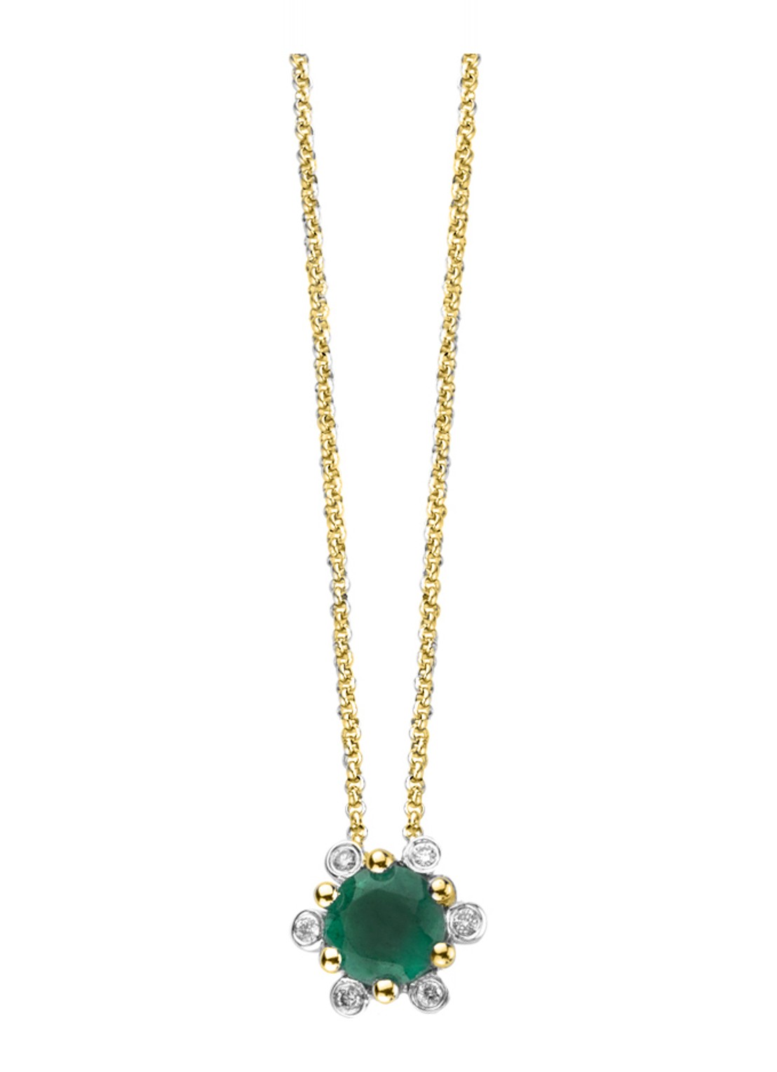 Diamond Point Geelgouden hanger, 0.35 ct smaragd, Empress - voorkant goud
