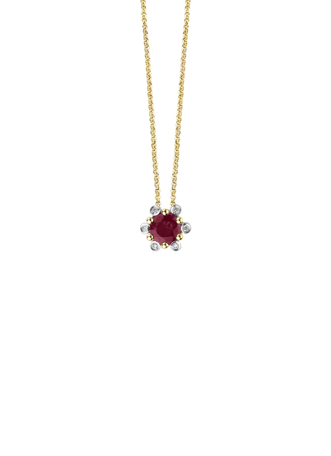 Diamond Point Geelgouden hanger, 0.44 ct robijn, Empress - voorkant geelgoud