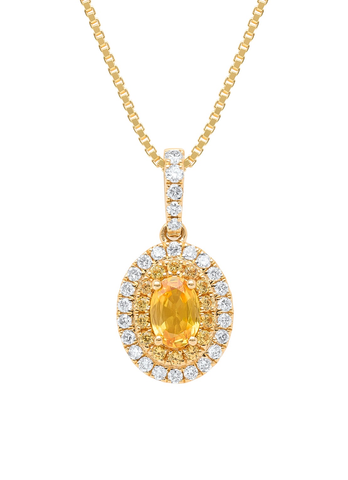 Diamond Point Geelgouden hanger, 0.73 ct gele saffier, Eden - voorkant geelgoud
