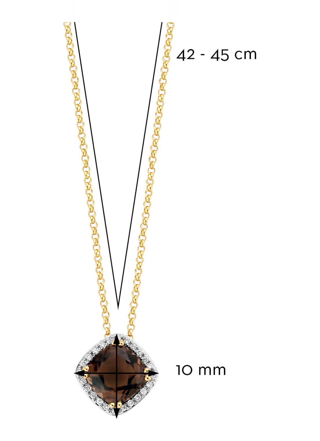 Diamond Point Geelgouden hanger 1.36 ct rookkwarts Fiësta - detail 2 geelgoud