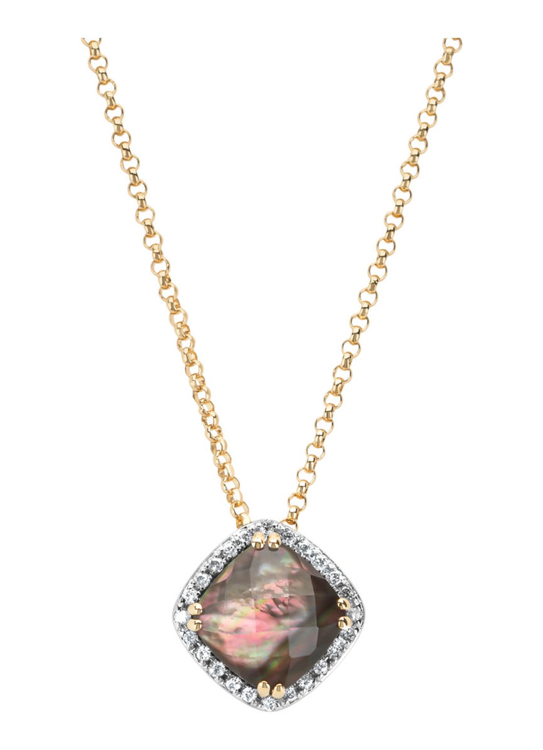 Diamond Point Geelgouden hanger, 1.37 ct kwarts, Fiësta - voorkant geelgoud